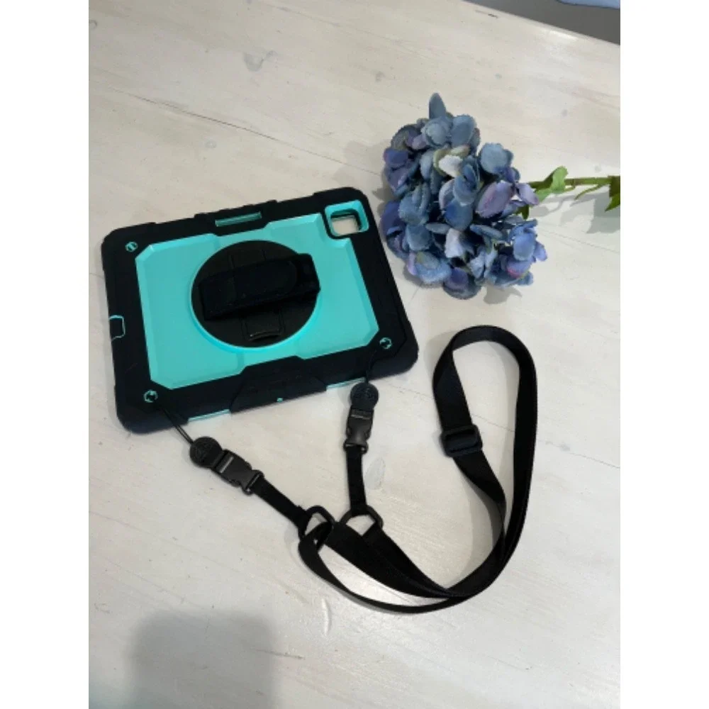 Rugged Tablet Case iPad 8 Cover with Hand & Shoulder‎ Strap & stand - Turquoise